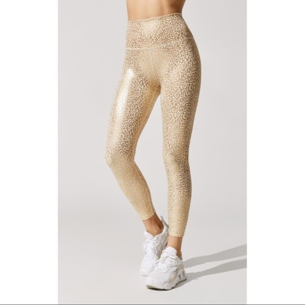 NWT CARBON38 Metallic Mini Leopard 7/8 Leggings M